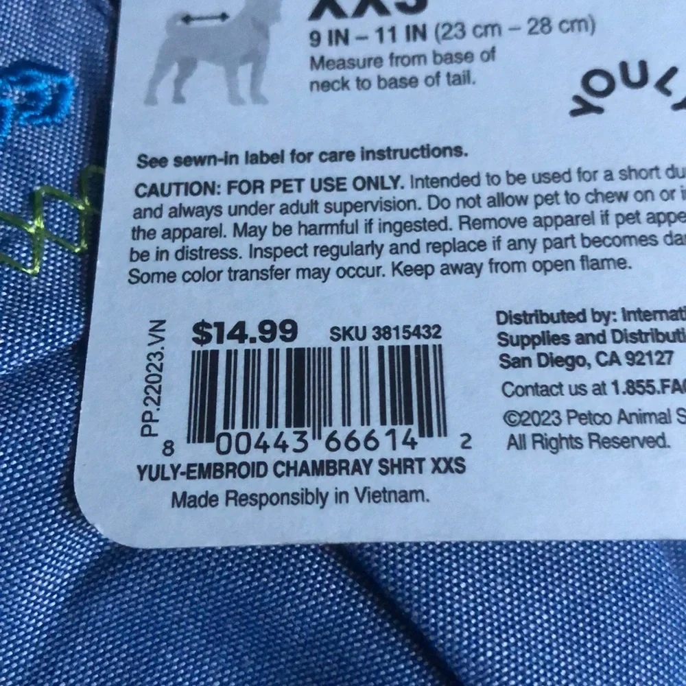 NWT Youly Free Spirit Dog Shirt XXS